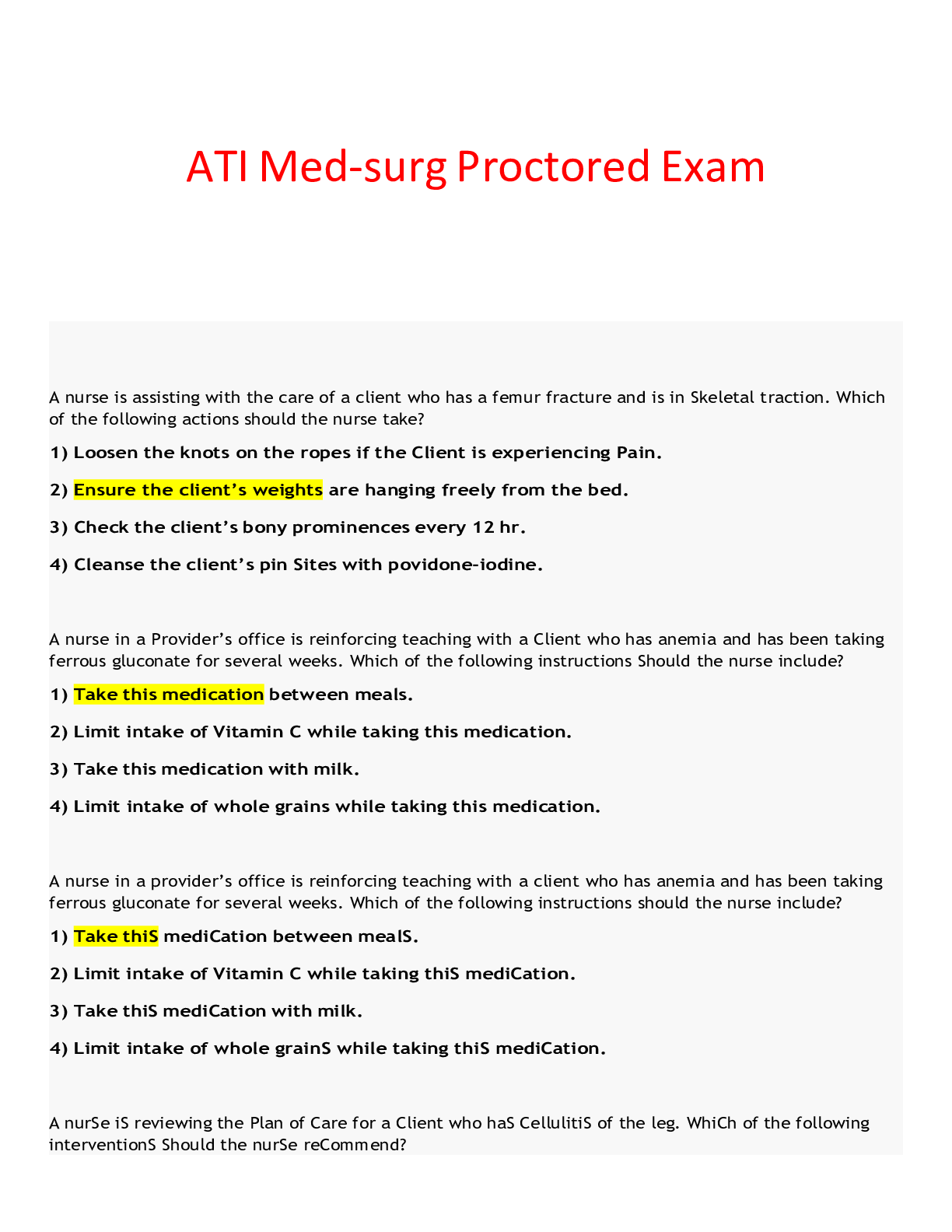 ATI Medsurg Proctored Exam